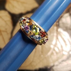 925 Silver Genuine Multi Gemstone Ring